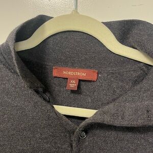 Nordstrom Dark Gray Quarter Button 100% Merino Wool Neck Sweater punk thrashed